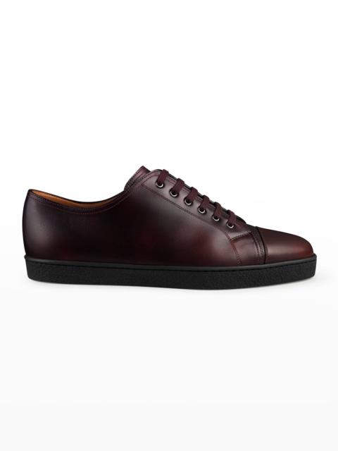 Men's Burnished Leather Low-Top Sneakers