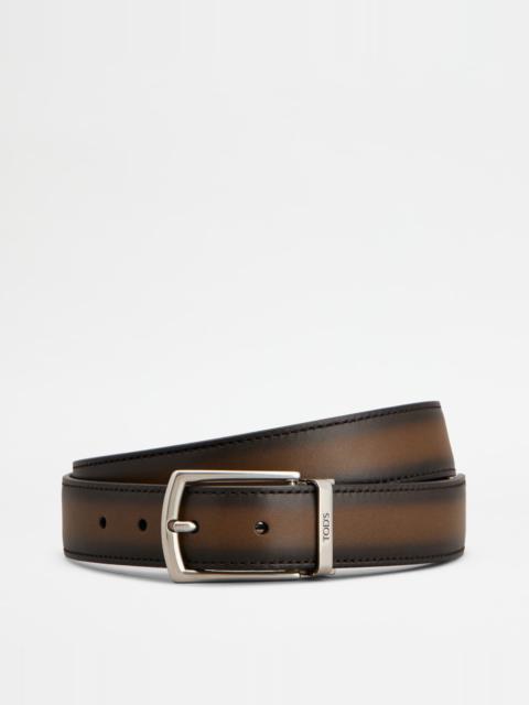 Tod's ADJUSTABLE AND REVERSIBLE BELT IN LEATHER - BROWN