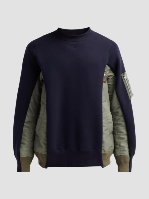 sacai Men's Sponge Sweat x Nylon Twill Sweatshirt - Navy Khaki