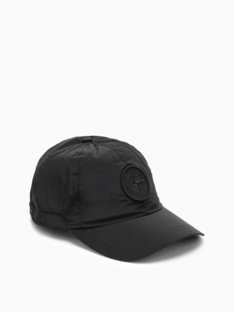 Stone Island Black baseball cap in nylon with logo