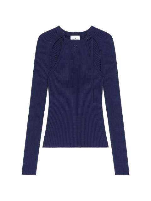 courrèges ribbed-knit cut-out T-shirt