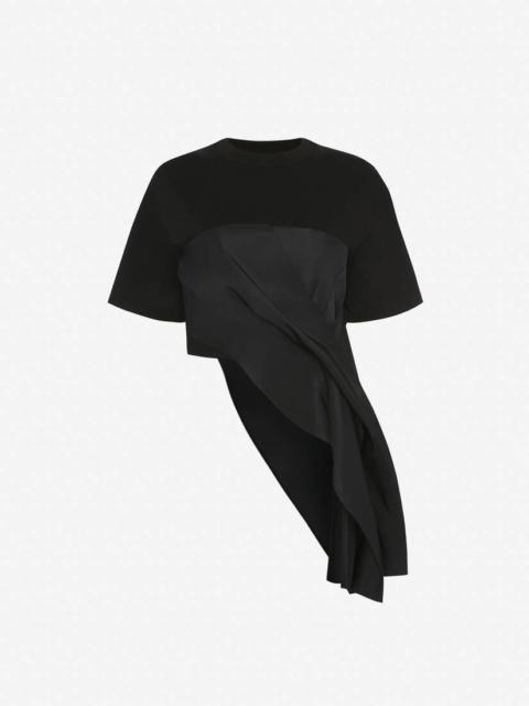Alexander McQueen Women's Hybrid Drape T-shirt in Black