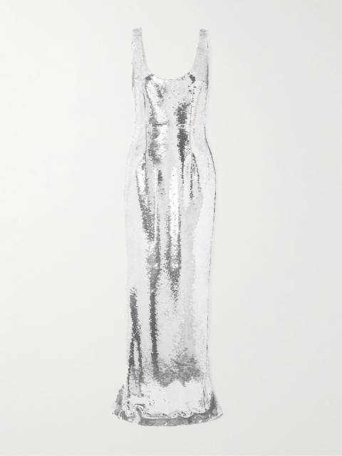 THE NEW ARRIVALS ILKYAZ OZEL Manu In Infini Sequined Satin Gown