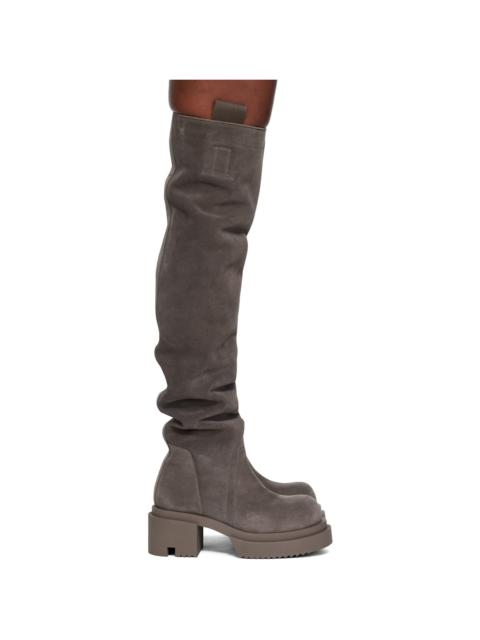 Rick Owens Gray Concordians Wader Bogun Tall Boots