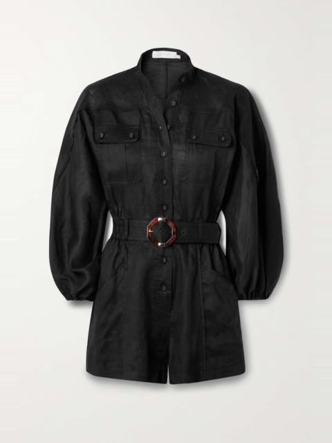 Zimmermann Devi belted linen playsuit