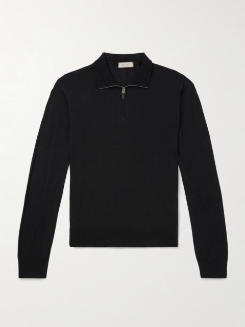 Canali Slim-Fit Wool Half-Zip Sweater Black