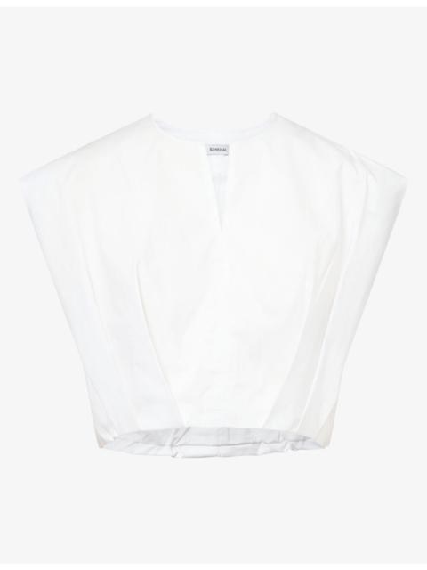 SIMKHAI Wrenli Pleated Cotton-Blend Top