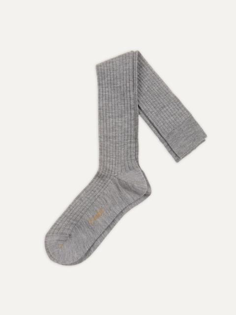 Drake's Light Grey Wool Over-The-Calf Socks