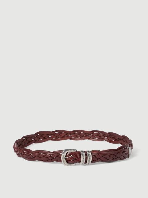 Brunello Cucinelli Braided calfskin belt with detailed buckle and tip