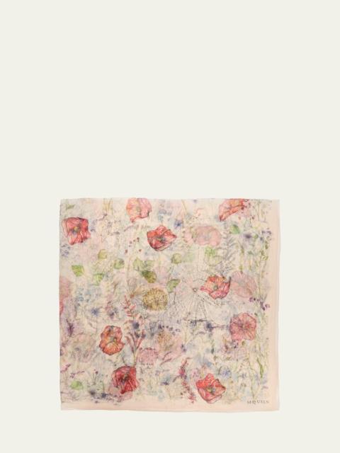 Alexander McQueen Skull & Spider Floral Scarf