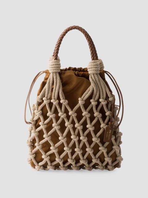 Prada Women's Noué Medium Cotton Macramé Shoulder Bag - Beige Khaki