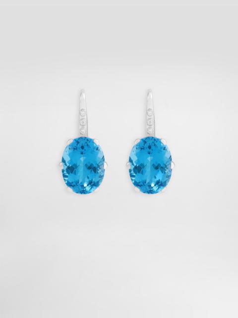 Anna earrings in 18-carat white gold with topazes and diamonds