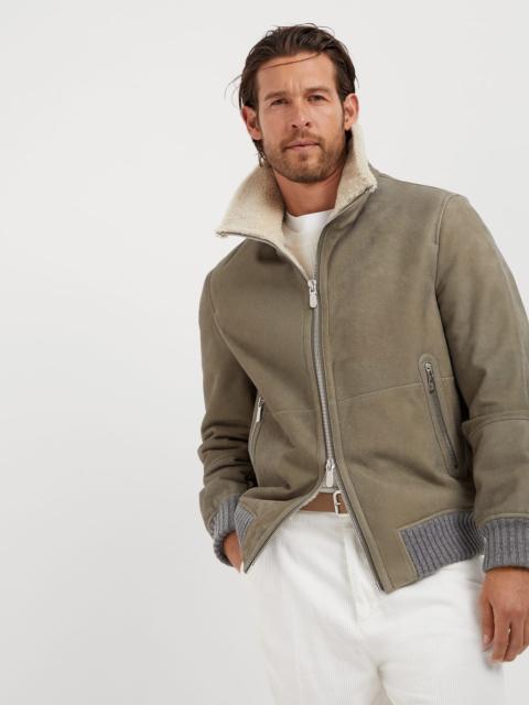 Brunello Cucinelli Nubuck shearling bomber jacket