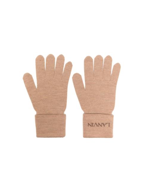 Lanvin logo-embroidered wool gloves