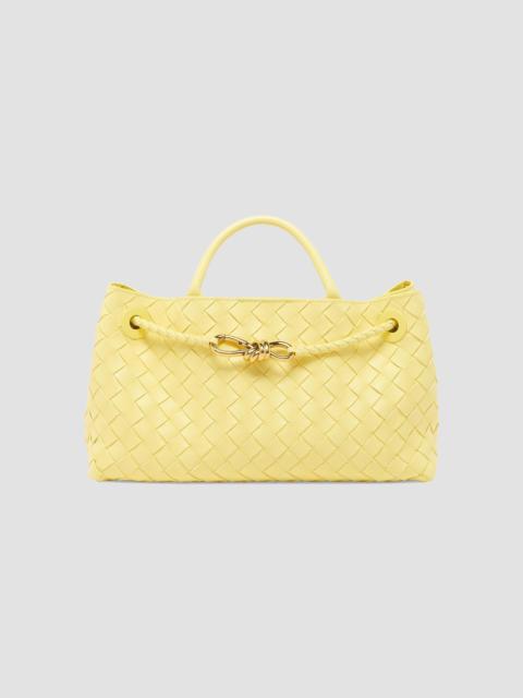 Bottega Veneta Women's Small East-West Andiamo Intrecciato Leather Top-Handle Bag - Sherbert