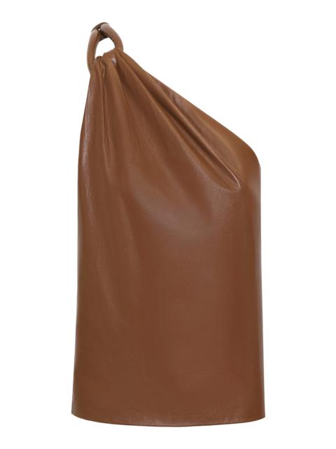 ANDRES OTALORA Trama Interior One-Shoulder Leather Top brown