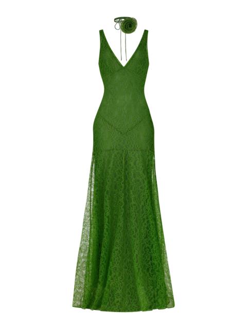 De La Vali Persephone Lace Gown green