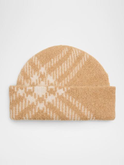 Burberry Check Mohair Wool-Blend Beanie