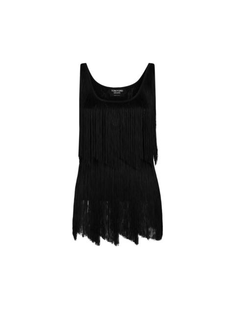 STRETCH VISCOSE FRINGE TANK TOP