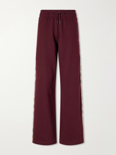 Burberry Jodie checked cotton-jersey straight-leg track pants Burgundy