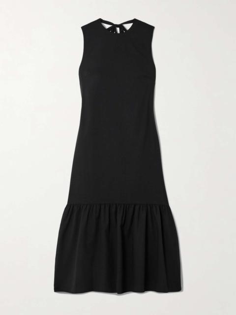 Theory Gathered wool-blend midi dress Black