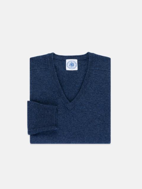 J. PRESS BLUE LAMBSWOOL V-NECK SWEATER