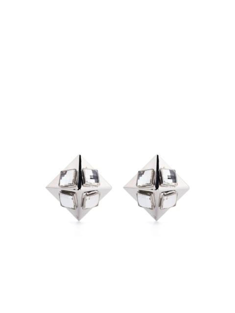 Alessandra Rich Pyramid crystal earrings