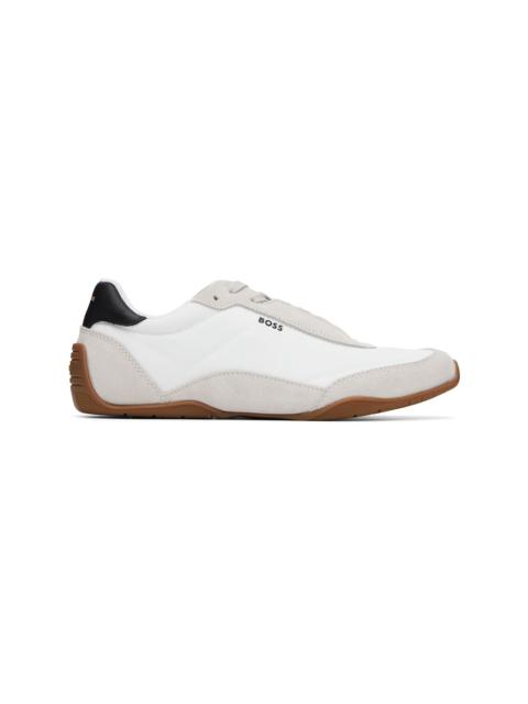 BOSS White Printed-Logo Sneakers