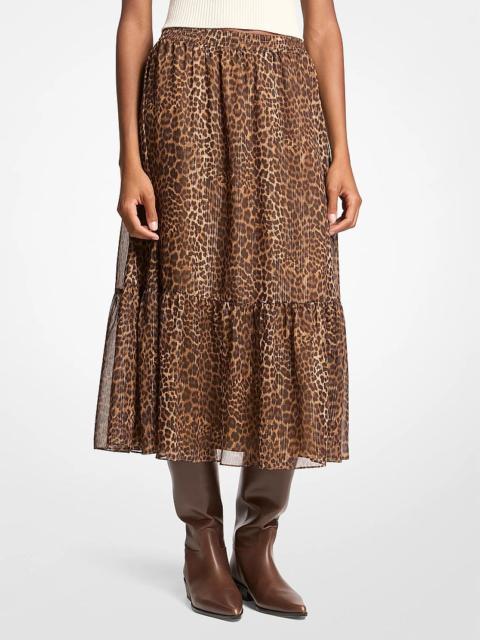 MICHAEL KORS Leopard Print Tiered Midi Skirt
