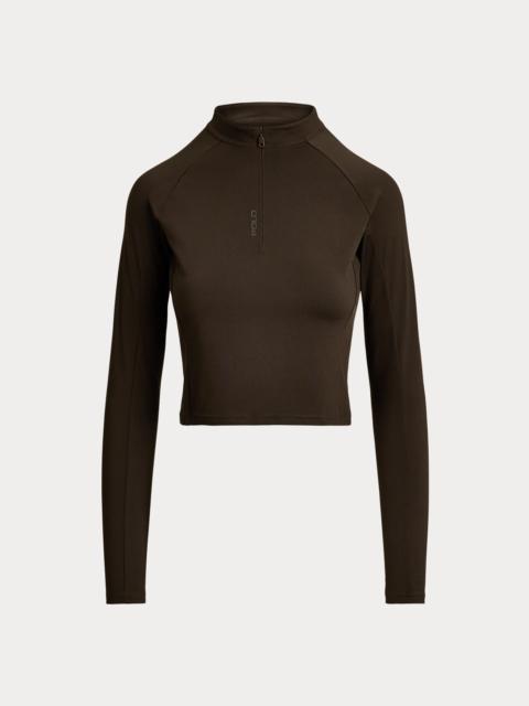 Polo Ralph Lauren Sueded Jersey Cropped Half-Zip