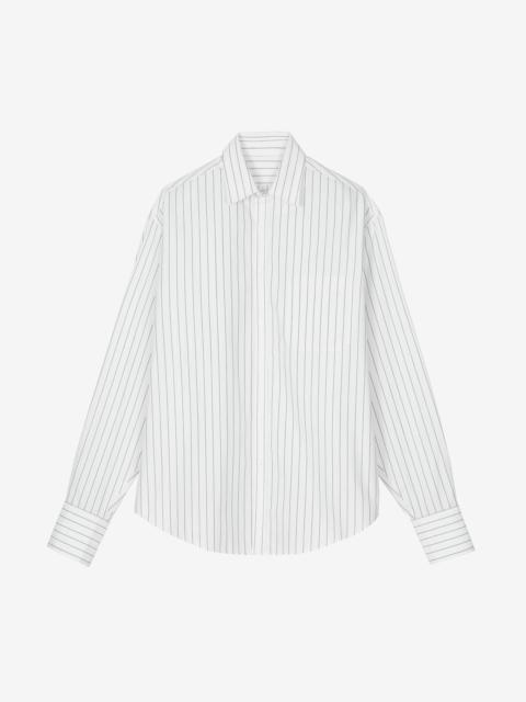 The Frankie Shop Anvers Striped Cotton Button Up Shirt - White/Black Stripe