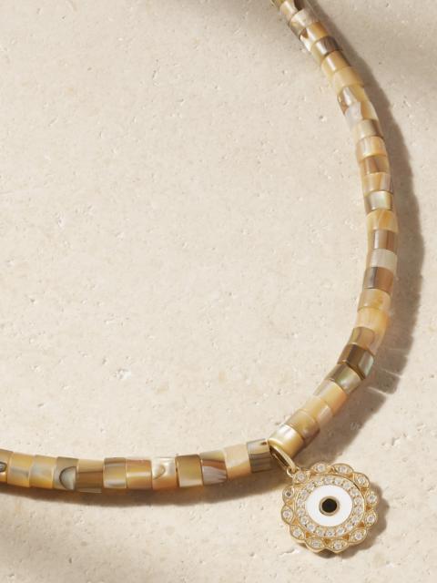 SYDNEY EVAN 14-karat Gold, Diamond, Abalone And Enamel Necklace