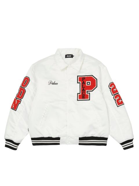 PALACE SATIN VARSITY JACKET WHITE