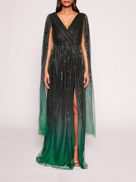 Marchesa OMBRE BEADED GOWN