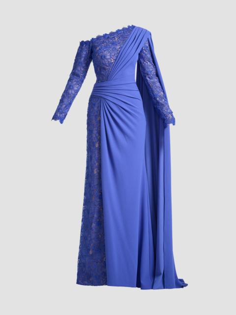 TADASHI SHOJI Women's Ravelle Lace-Panelled Column Gown - Blue Iris