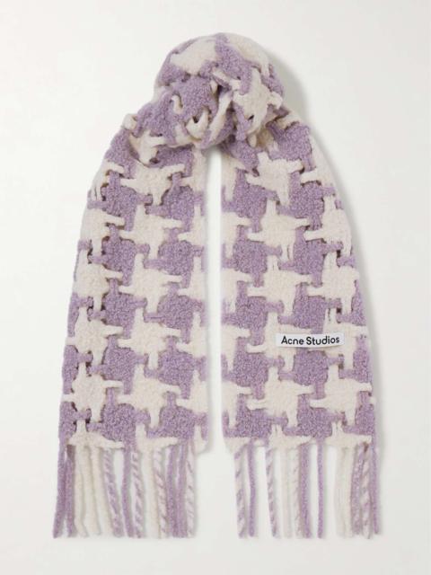 Acne Studios Fringed houndstooth alpaca-blend bouclé scarf