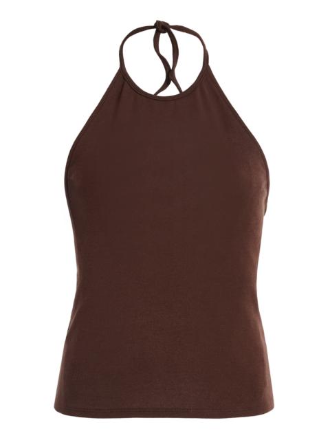 DONNI. The Baby Ribbed Cotton Halter Top brown