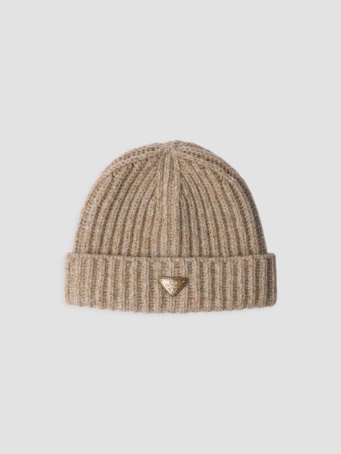 Prada Men's Mouliné Cashmere and Wool Beanie - Beige