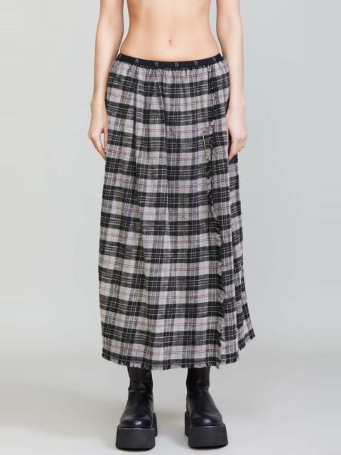 R13 KILT SKIRT - OD BLACK/BEIGE PLAID