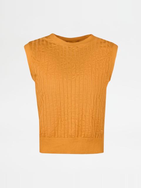 Tod's VEST IN COTTON BLEND - ORANGE