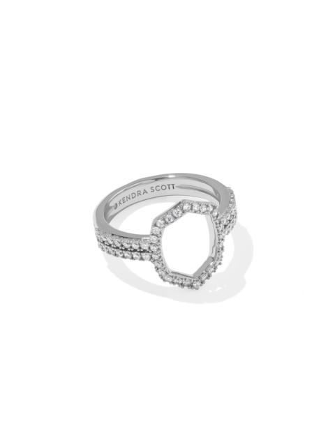 KENDRA SCOTT Daphne Pave Silver Cocktail Ring