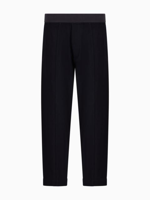 EMPORIO ARMANI VIRGIN WOOL CLOTH ELASTICATED-WAIST TROUSERS