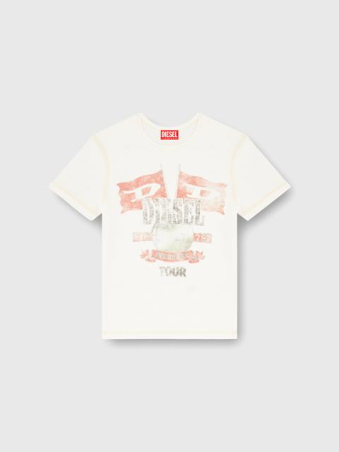 Diesel RIBBED T-SHIRT WITH CONCERT GRAPHICS