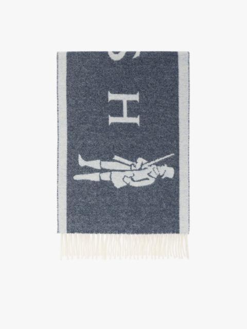 Mackintosh EDINBURGH BLUE WOOL LOGO SCARF