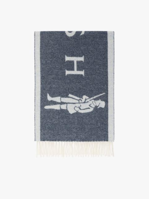 Mackintosh EDINBURGH BLUE WOOL LOGO SCARF