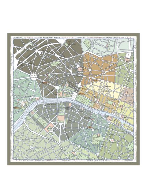 Longchamp A la Découverte de Paris Silk scarf 90 Lichen - Silk