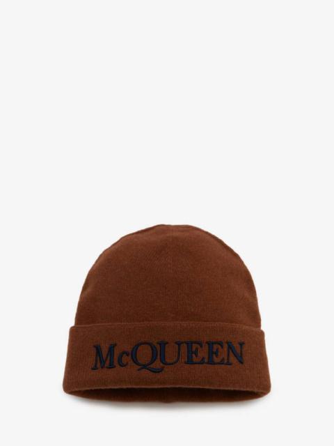 Alexander McQueen Mcqueen Wool Beanie in Light Brown/blue