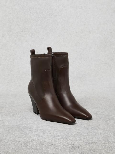 Brunello Cucinelli Soft nappa leather ankle boots with precious heel