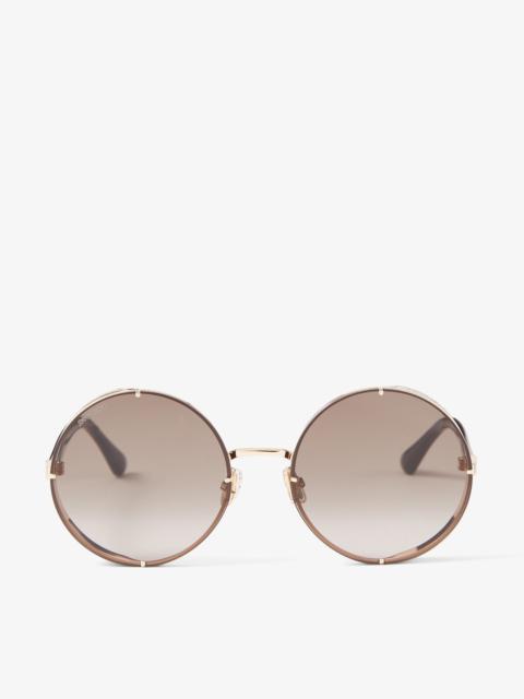 JIMMY CHOO Lilo
Rose Gold Round Sunglasses with Gold Glitter