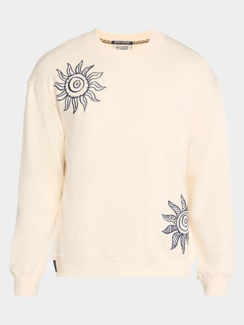 SCOTCH & SODA Men's Sun-Embroidered Cotton Crewneck Sweater